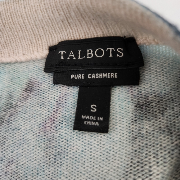 New Talbots 100% Cashmere Floral Print Sweater - Picture 4 of 5